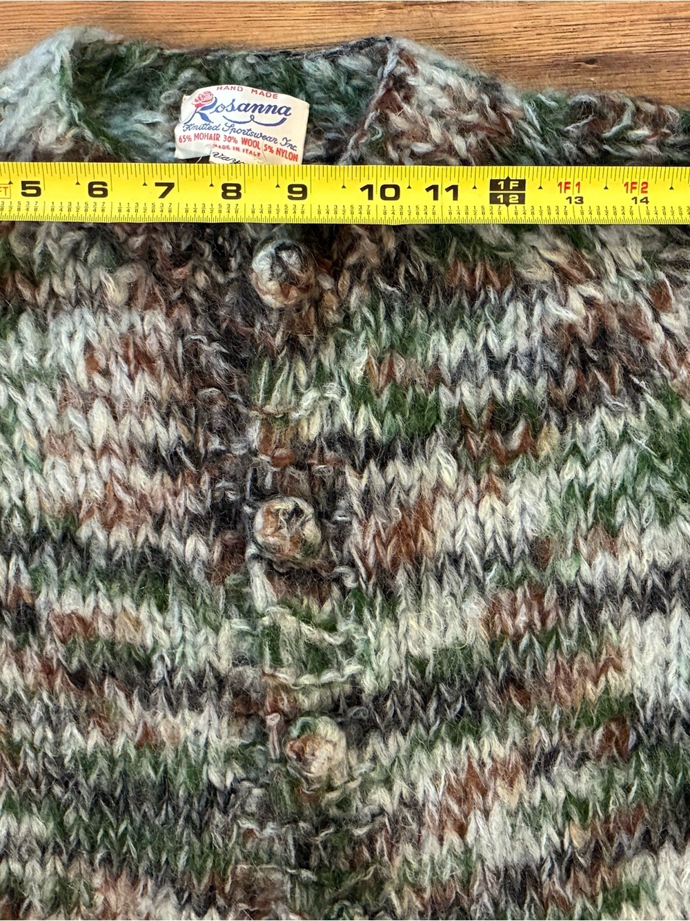 Vintage 80s Rosanna Italy Handmade Mohair Wool Cardigan M - Picture 12 of 16